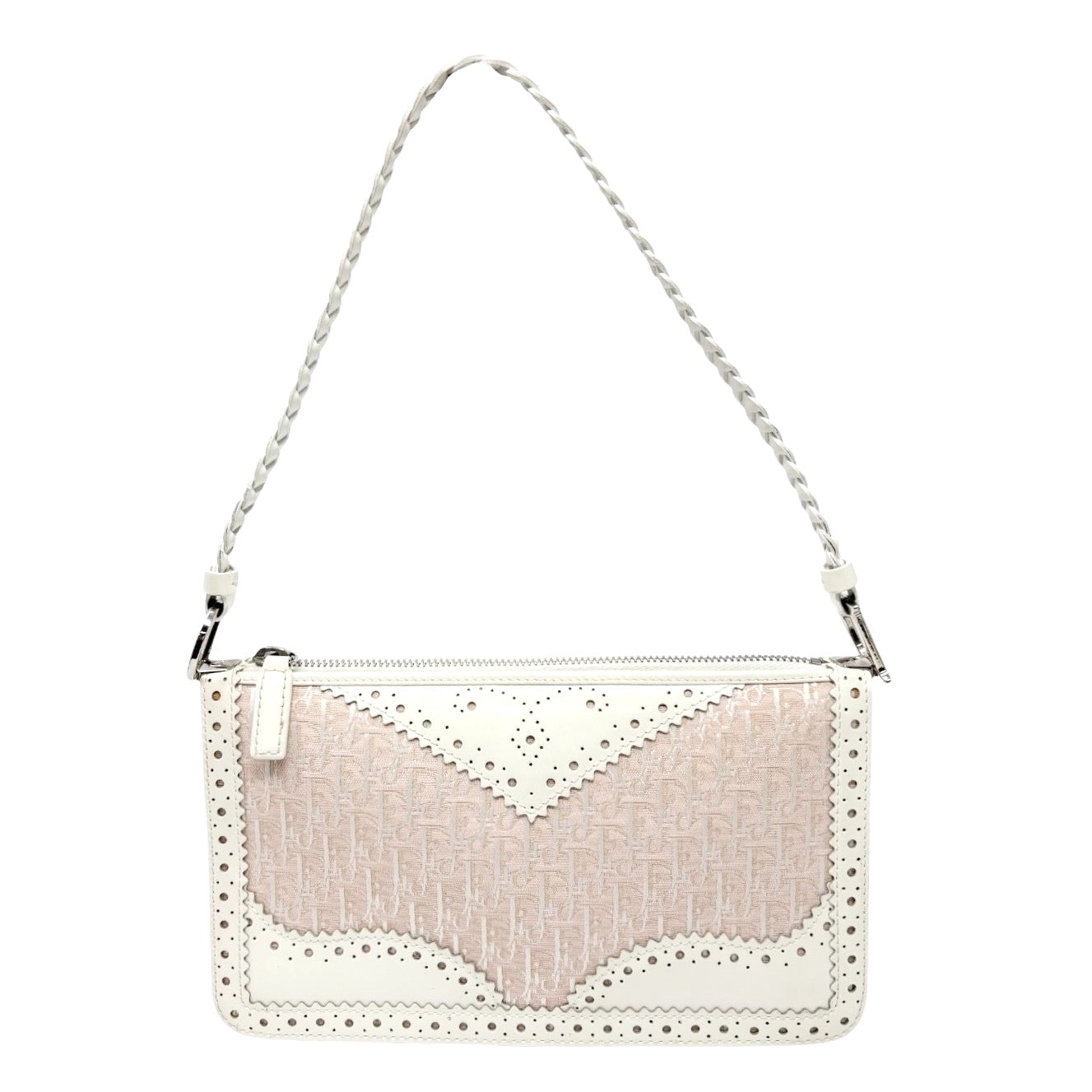 Christian Dior Vintage 2004 Trotter Monogram Logo Shoulder Bag Pink Leather