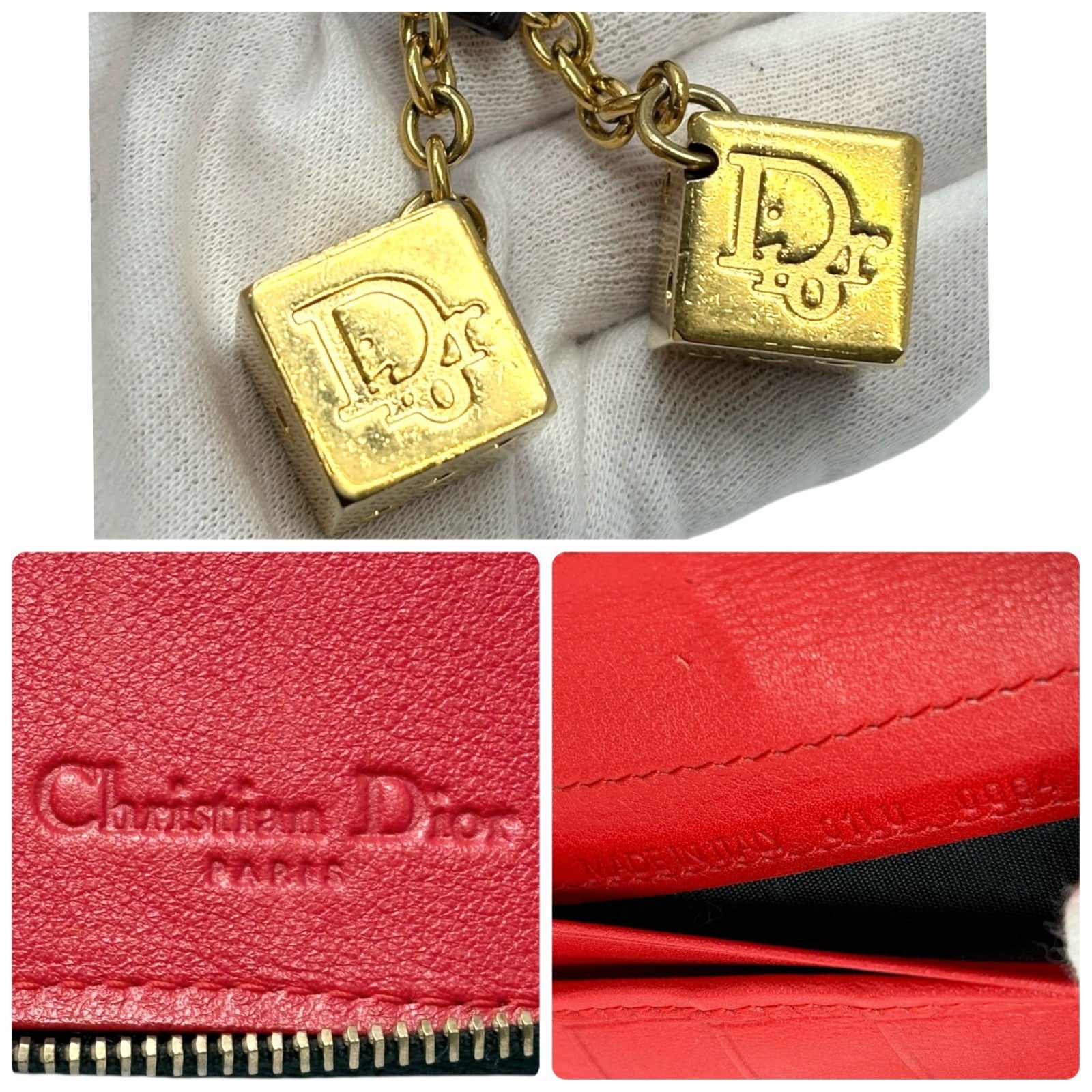 Christian Dior Vintage 2001 Logo Leopard Print Pony Hair Wallet Dice Charm