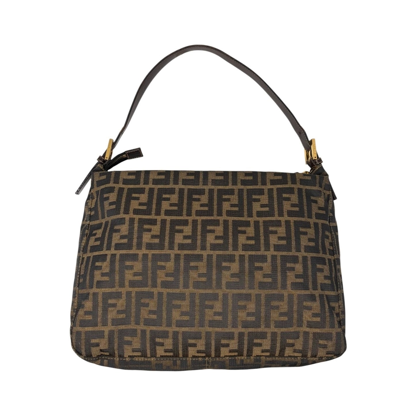 FENDI Vintage FF Zucca Mamma Baguette Pocket Shoulder Bag Brown Canvas 902439