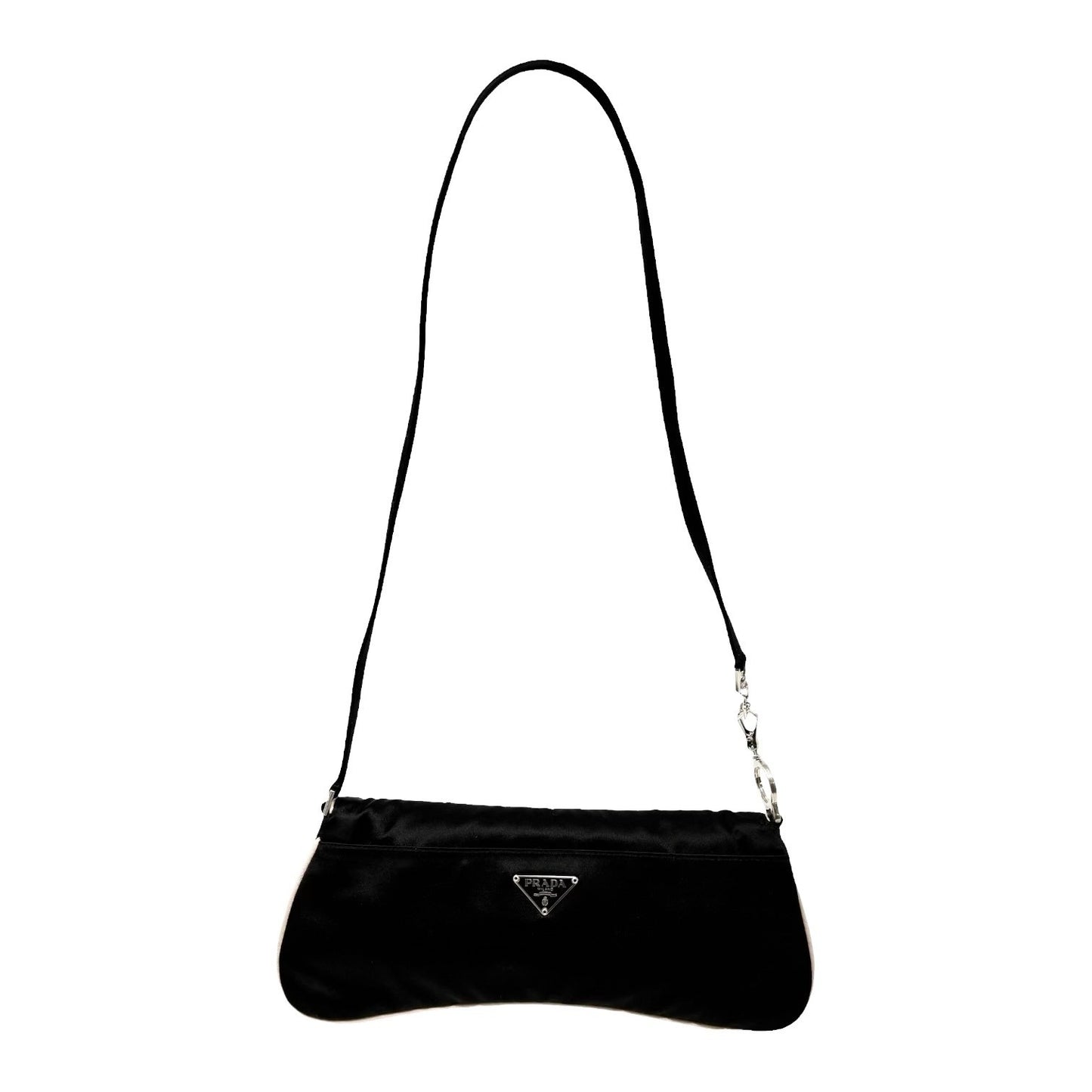PRADA Vintage Triangle Logo Tessuto Nylon Mini Shoulder Bag Pochette Black