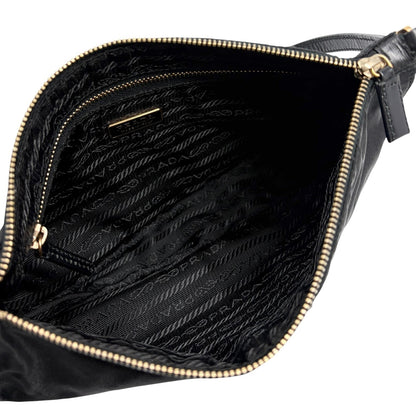 PRADA Vintage Triangle Logo Tessuto Nylon Mini Shoulder Bag Black Good 902380