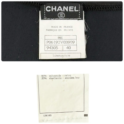 CHANEL Vintage 96C CC Loco Stitch Sleeveless Dress One-piece #40 Black 901286