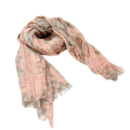 LOUIS VUITTON Vintage Damier Azur Tahitienne Logo Scarf Wrap Pink Gray Cotton