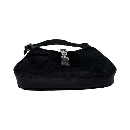 GUCCI Vintage Logo Jackie Mini Velour Shoulder Bag Handbag Black 901853
