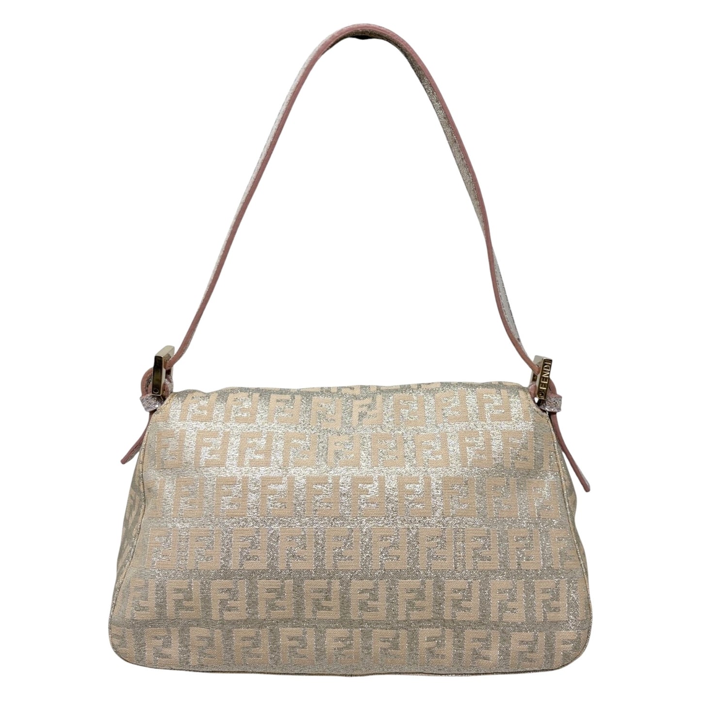 FENDI Vintage FF Zucchino Mini Mamma Baguette Shoulder Bag Pink Silver 902294