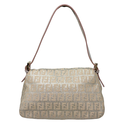 FENDI Vintage FF Zucchino Mini Mamma Baguette Shoulder Bag Pink Silver 902294