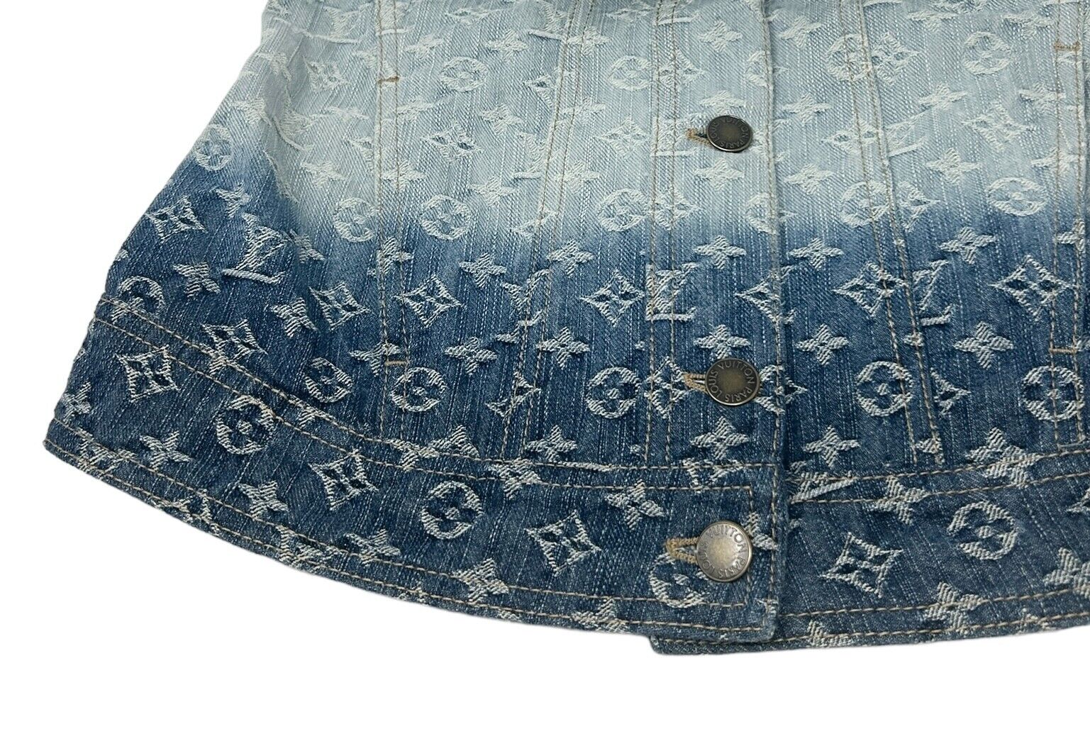 LOUIS VUITTON Vintage Logo Monogram Denim Vest Skirt Set #34 Gradation Rank AB