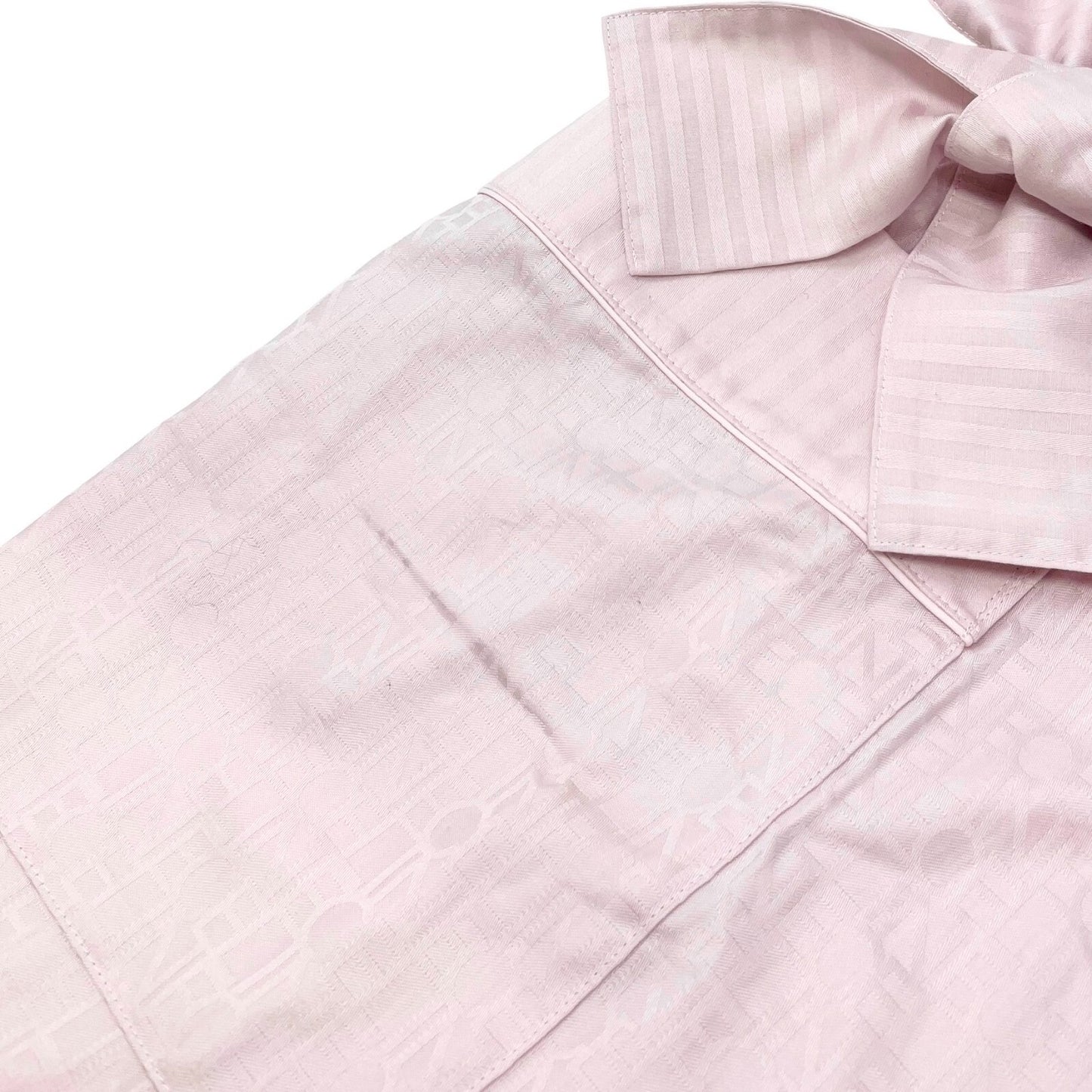 CELINE Vintage Monogram Jacket Robe #M Stripe Cotton Light Pink Rank AB+