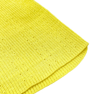 CHANEL Vintage 09P CC Mark Logo Knit Tank Top #38 Yellow Cotton Tunic Rank AB