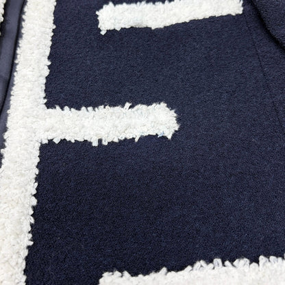 CHANEL Vintage CC Logo Button Tweed Jacket Blue White Wool Silk 106914