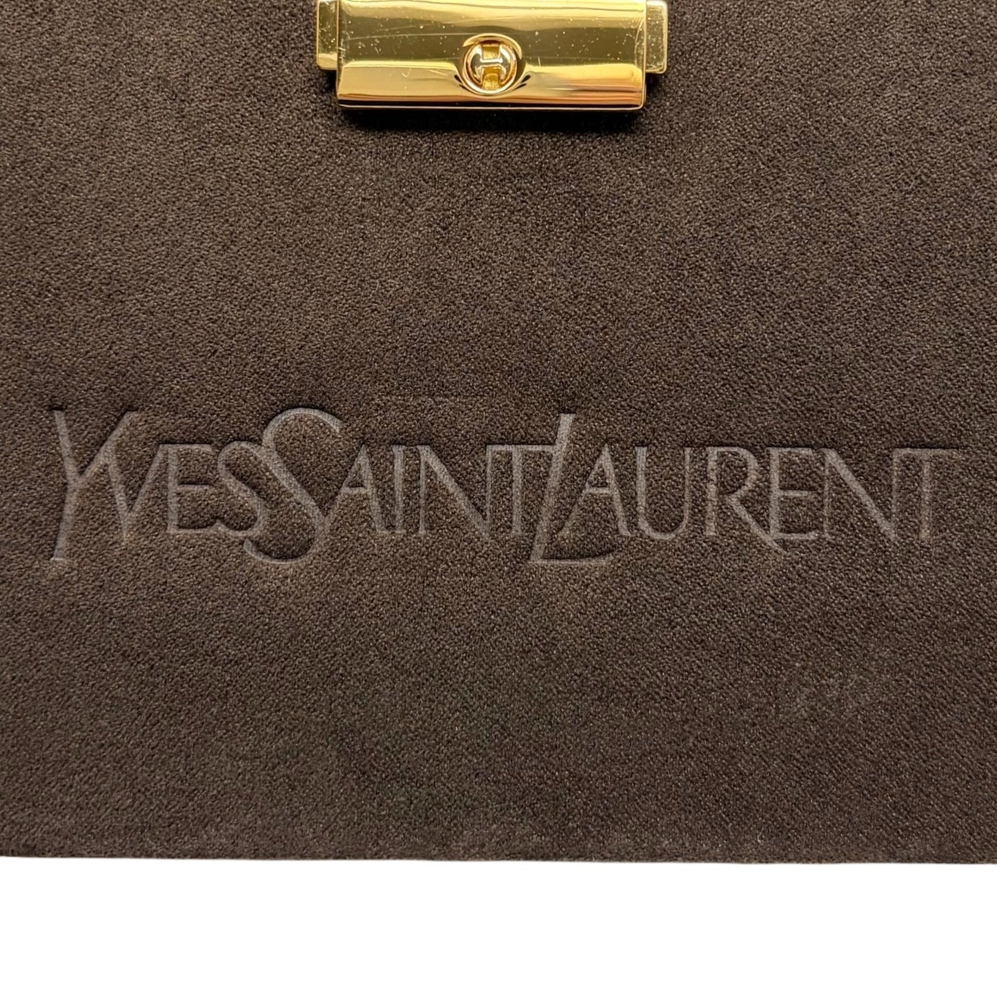 Yves Saint Laurent Vintage YSL Suede Vanity Cosmetic Box Bag Brown Gold 901833