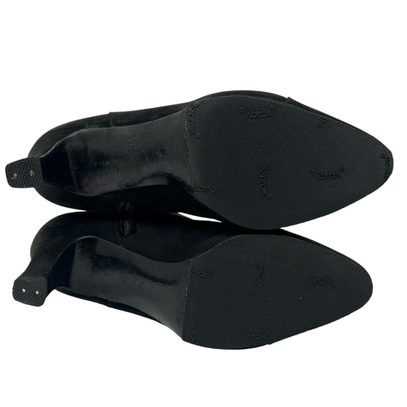 CHANEL Vintage CC Logo Turnlock Ankle Boots Heels #36.5 Black Suede Leather