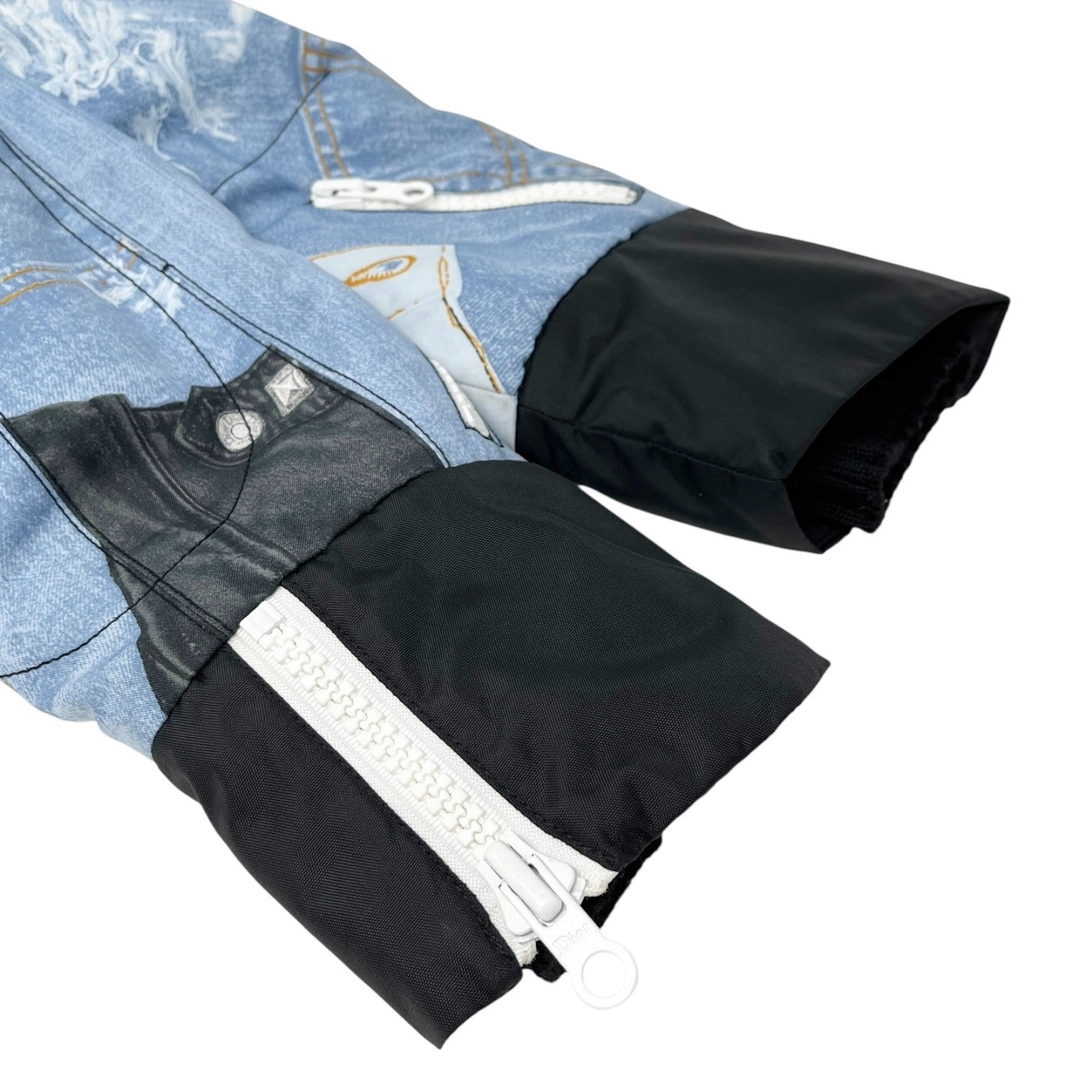 Christian Dior Vintage 2004 Logo Puffer Jacket Zip #44 Black Blue White Pocket