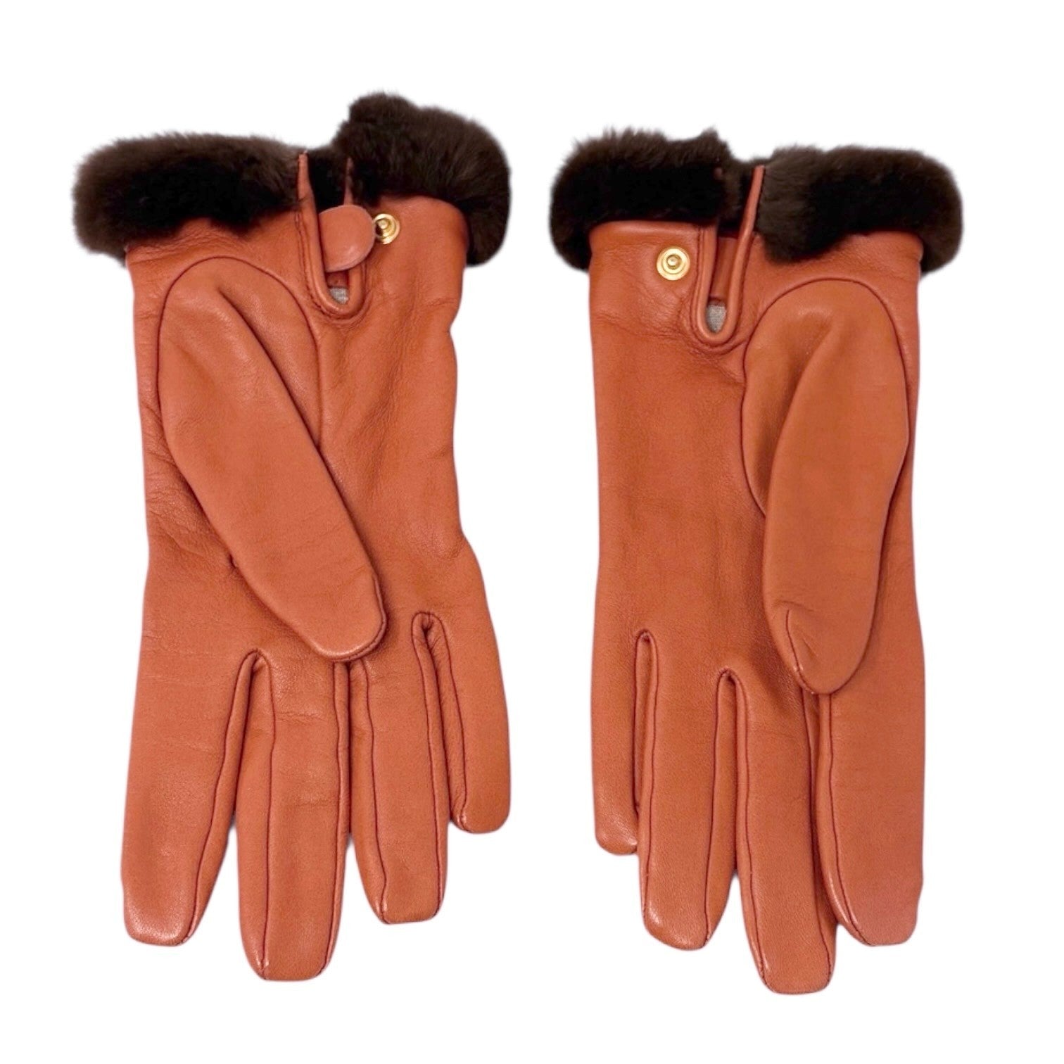 HERMES Vintage H Logo Kelly Gloves Accessory Padlock Charm #7 Orange Leather