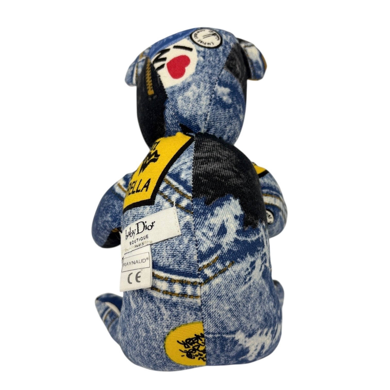 Christian Dior Vintage Baby Dior Teddy Bear Plush Toy Blue Black Cotton