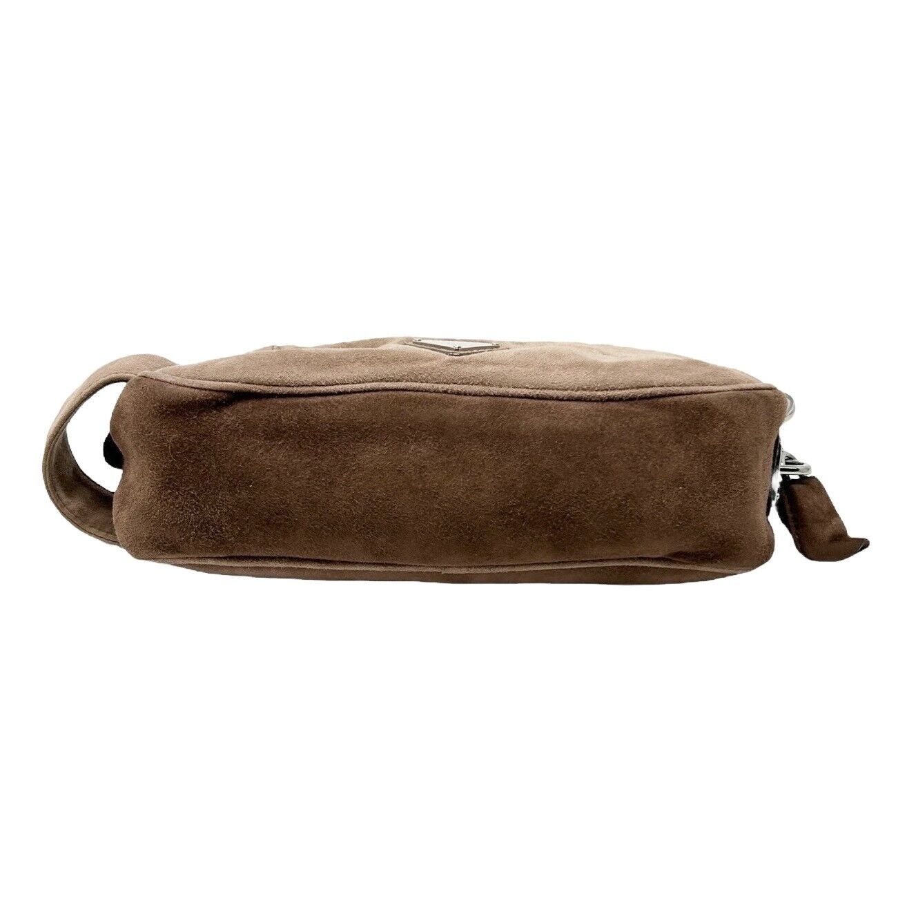PRADA Vintage Logo 2way Crossbody Bag Clutch Pochette Mocha Brown Suede Zip