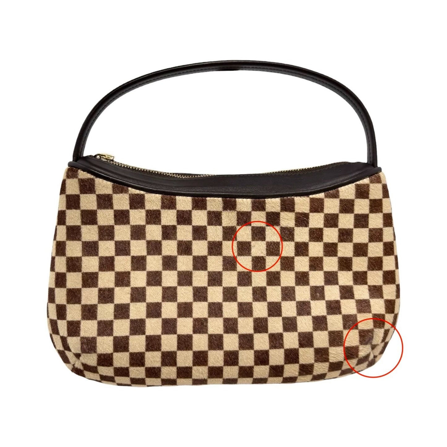 LOUIS VUITTON Vintage Damier Sauvage Tigre Pony Calf Hair Mini Bag Brown Beige