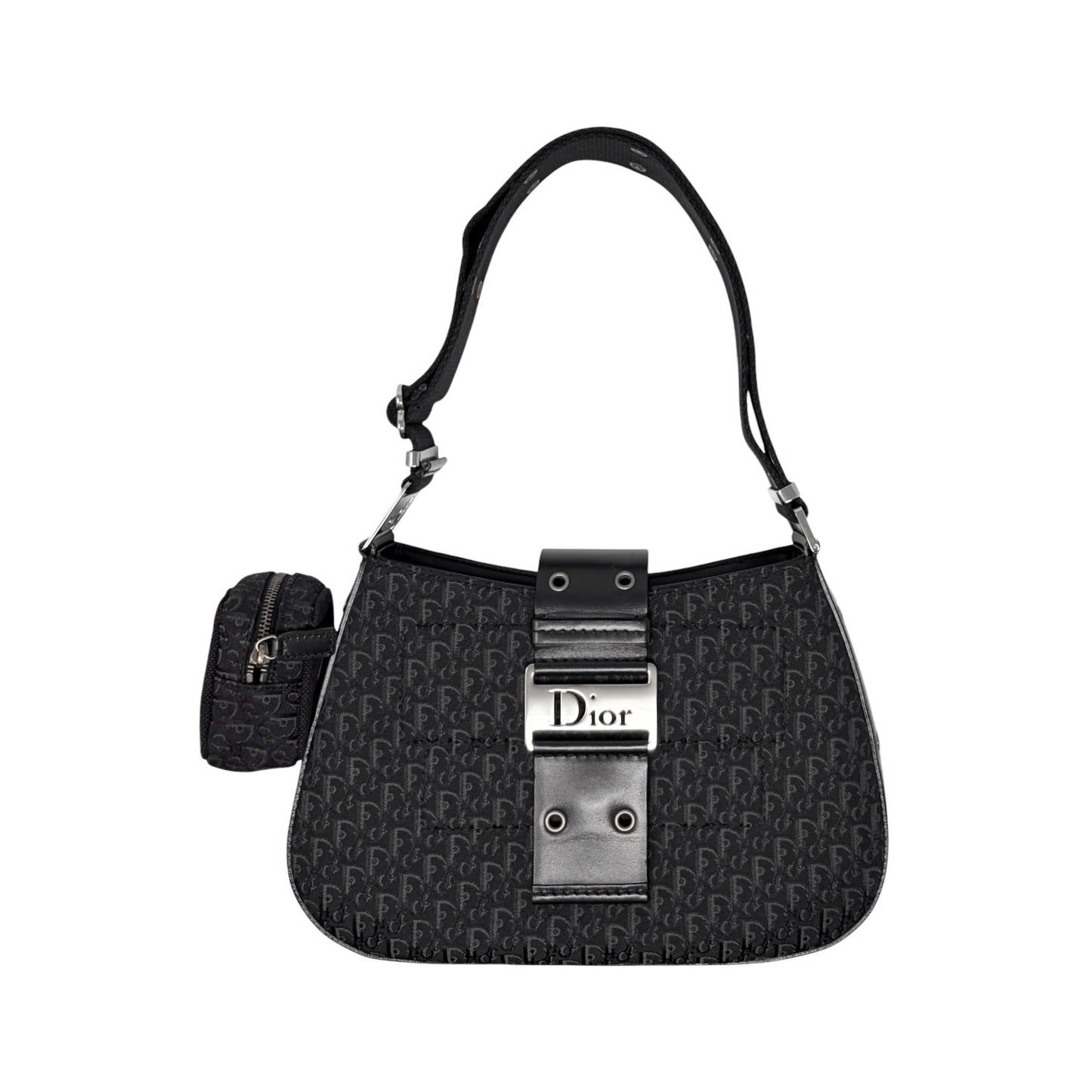 Christian Dior Vintage Street Chic Trotter Monogram Shoulder Bag Black 902443