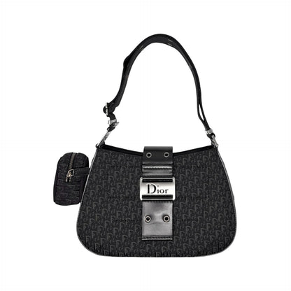Christian Dior Vintage Street Chic Trotter Monogram Shoulder Bag Black 902443