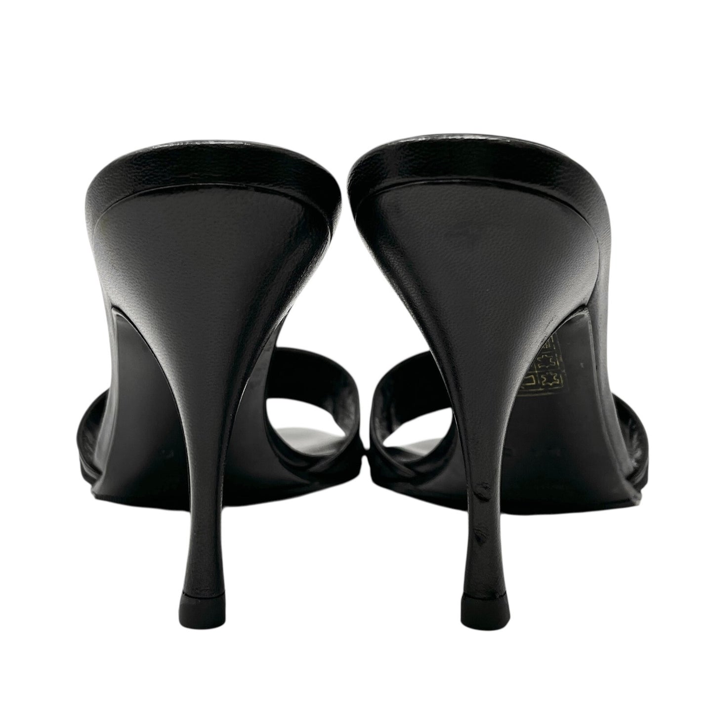 GUCCI Vintage GG Monogram Logo Sandals Heels #36-36.5 Black Canvas Leather