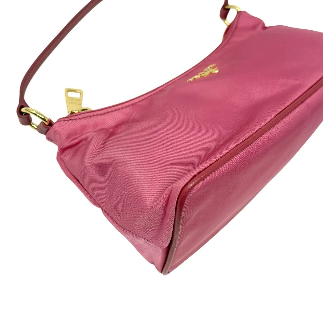 PRADA Vintage Logo Tessuto Nylon Shoulder Mini Bag Pochete Pink Gold