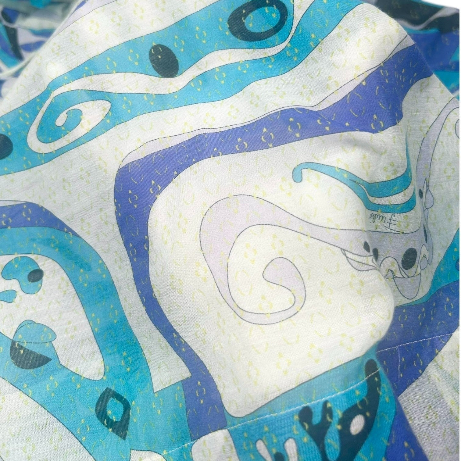 EMILIO PUCCI Vintage Logo Multicolor Camisole One-Piece Dress #40 Blue Cotton