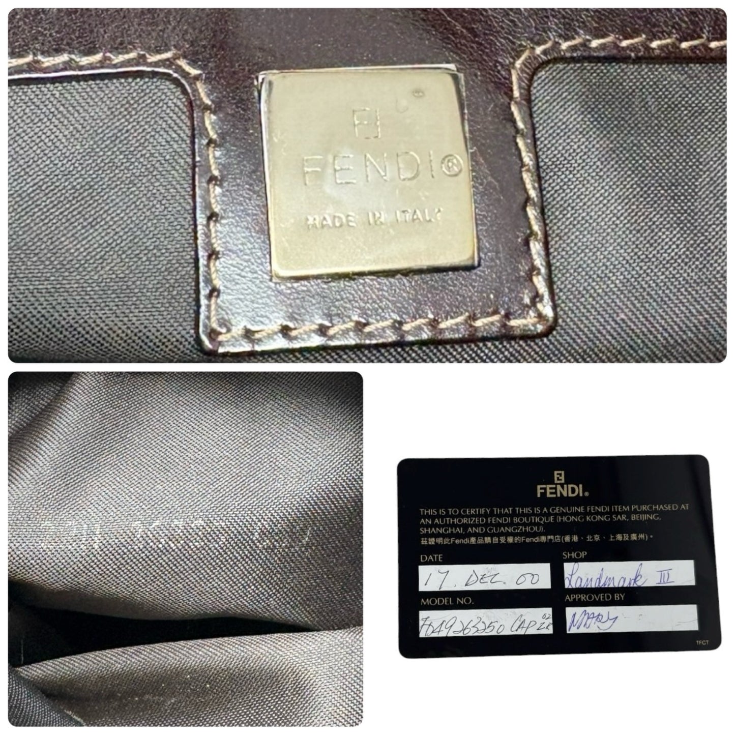 FENDI Vintage FF Logo Mamma Baguette Pony Calf Hair Shoulder Bag Brown Leather