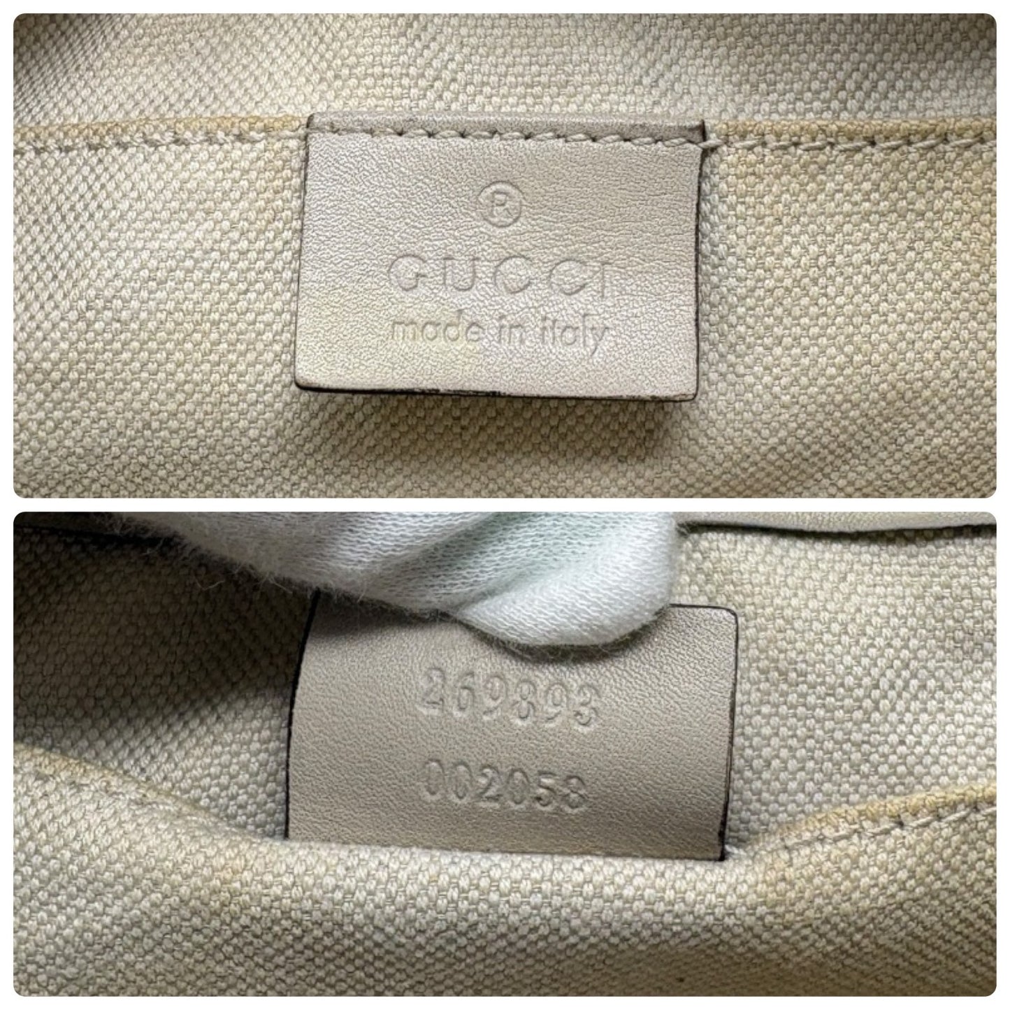 GUCCI Vintage GG Interlocking Monogram Shoulder Bag Beige Ribbon Zip 902282