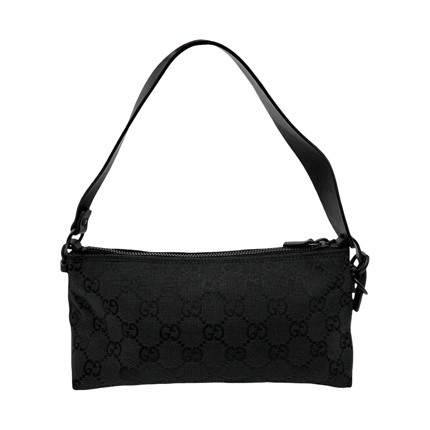 GUCCI Vintage GG Monogram Logo Canvas Mini Shoulder Bag Pochette Black 902035