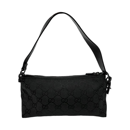 GUCCI Vintage GG Monogram Logo Canvas Mini Shoulder Bag Pochette Black 902035