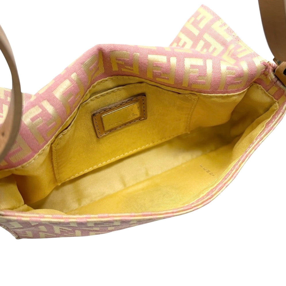 FENDI Vintage Zucchino Mamma Baguette Mini Bag Pochette Pink Beige 901893