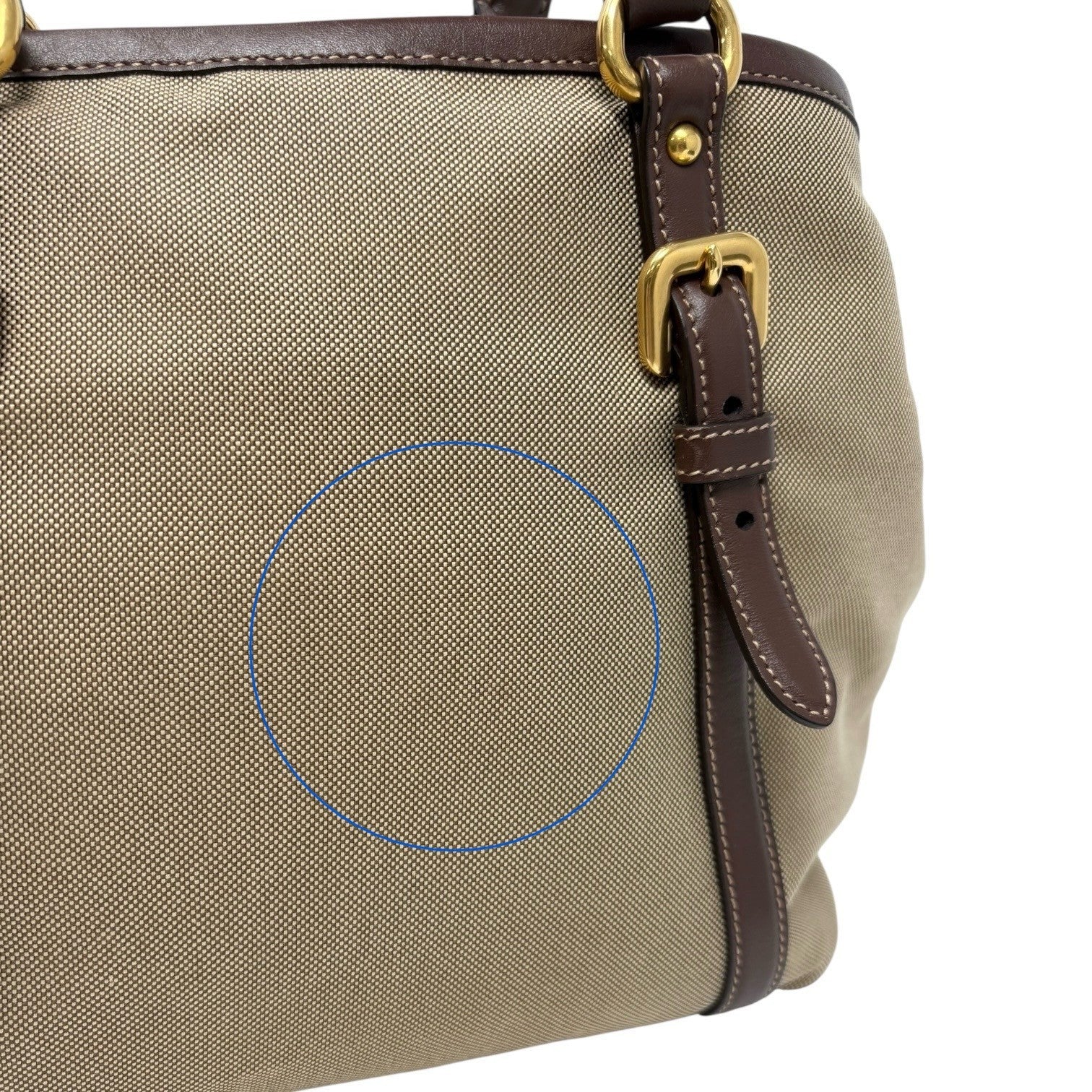 PRADA Vintage Triangle Logo Jacquard Canvas Tote Bag Handbag Khaki Dark Brown