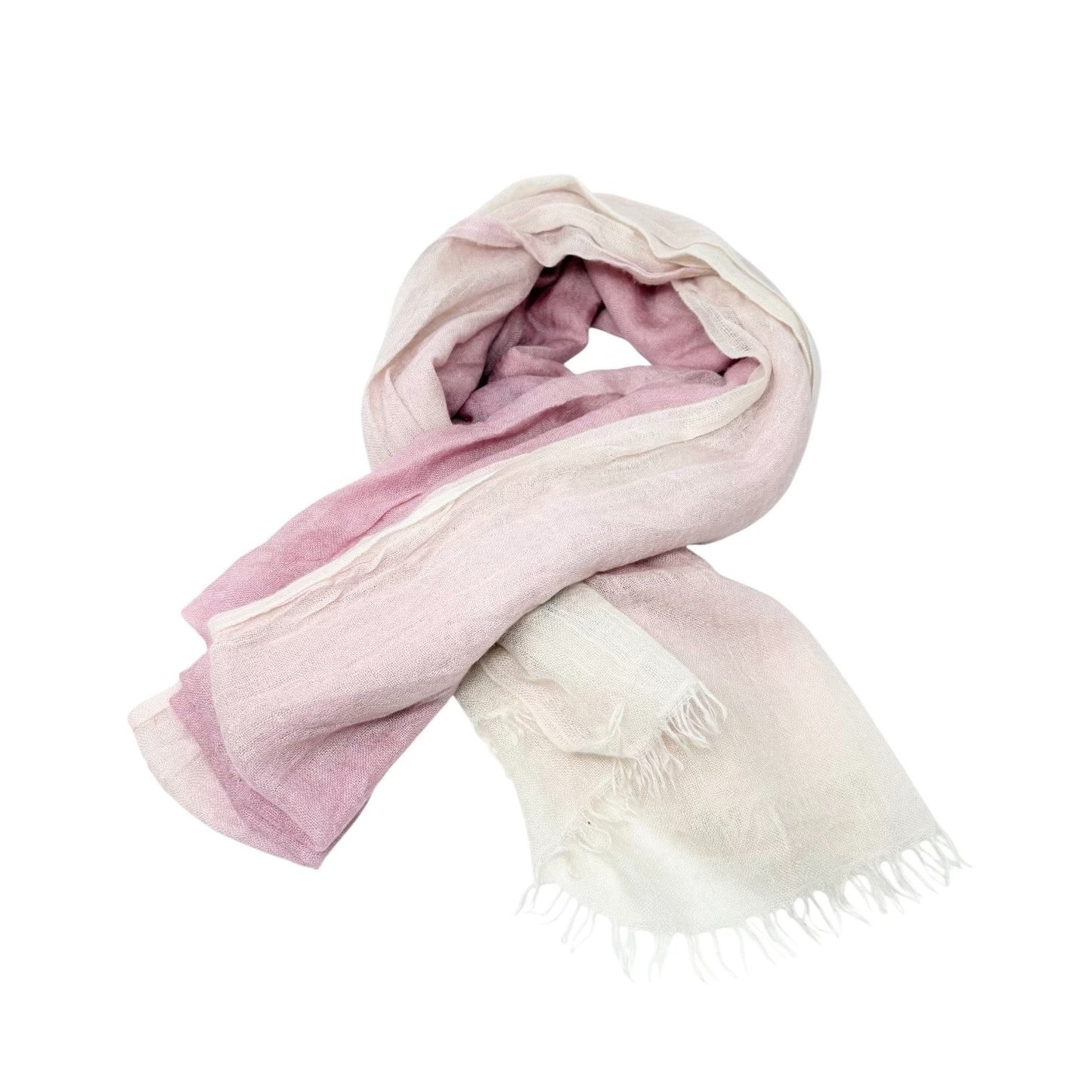 CHANEL Vintage CC Logo Cashmere Scarf Shawl Wrap Gradation Pink Cream