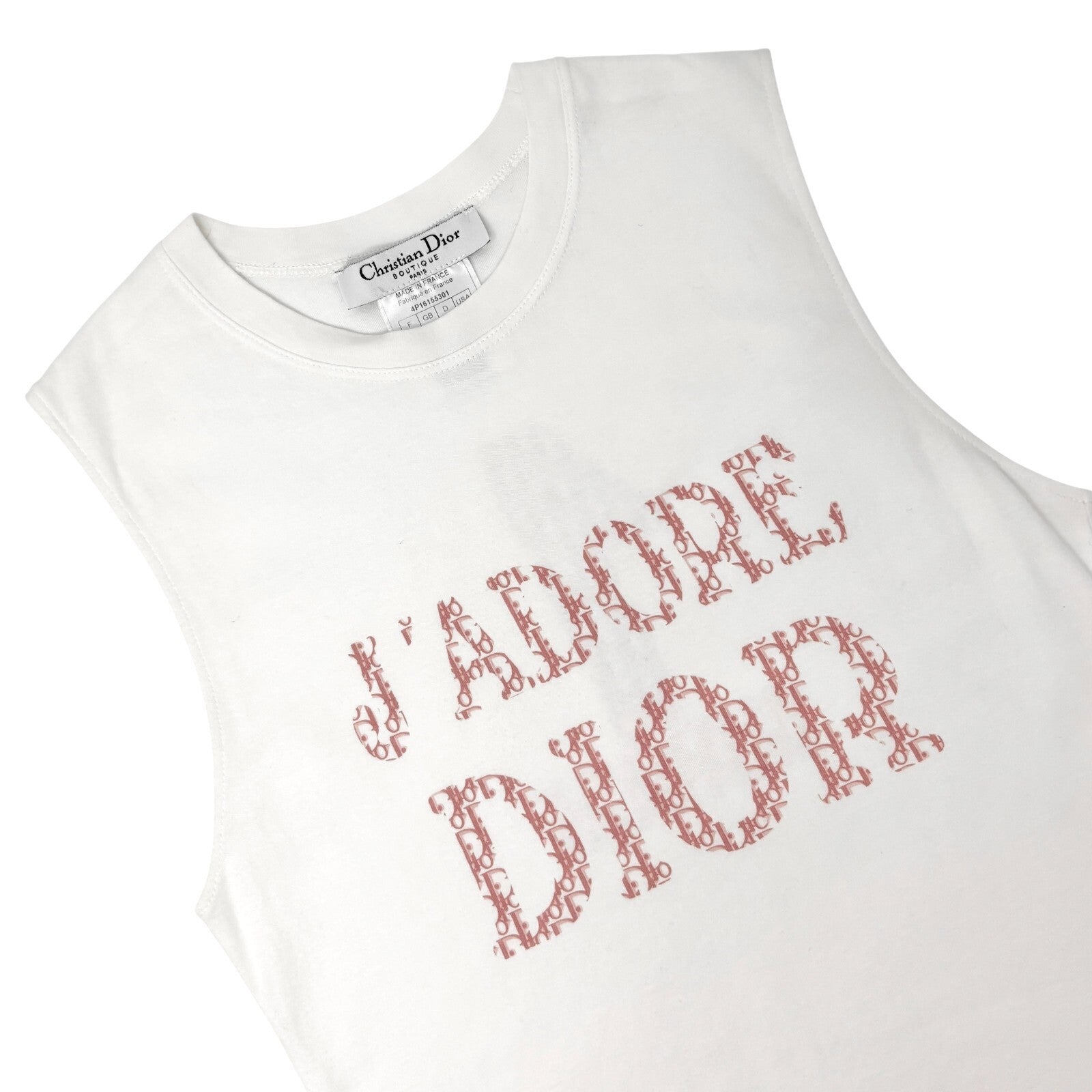 Christian Dior Vintage 2004 Trotter Monogram J'ADORE Logo Tank Top #38 White