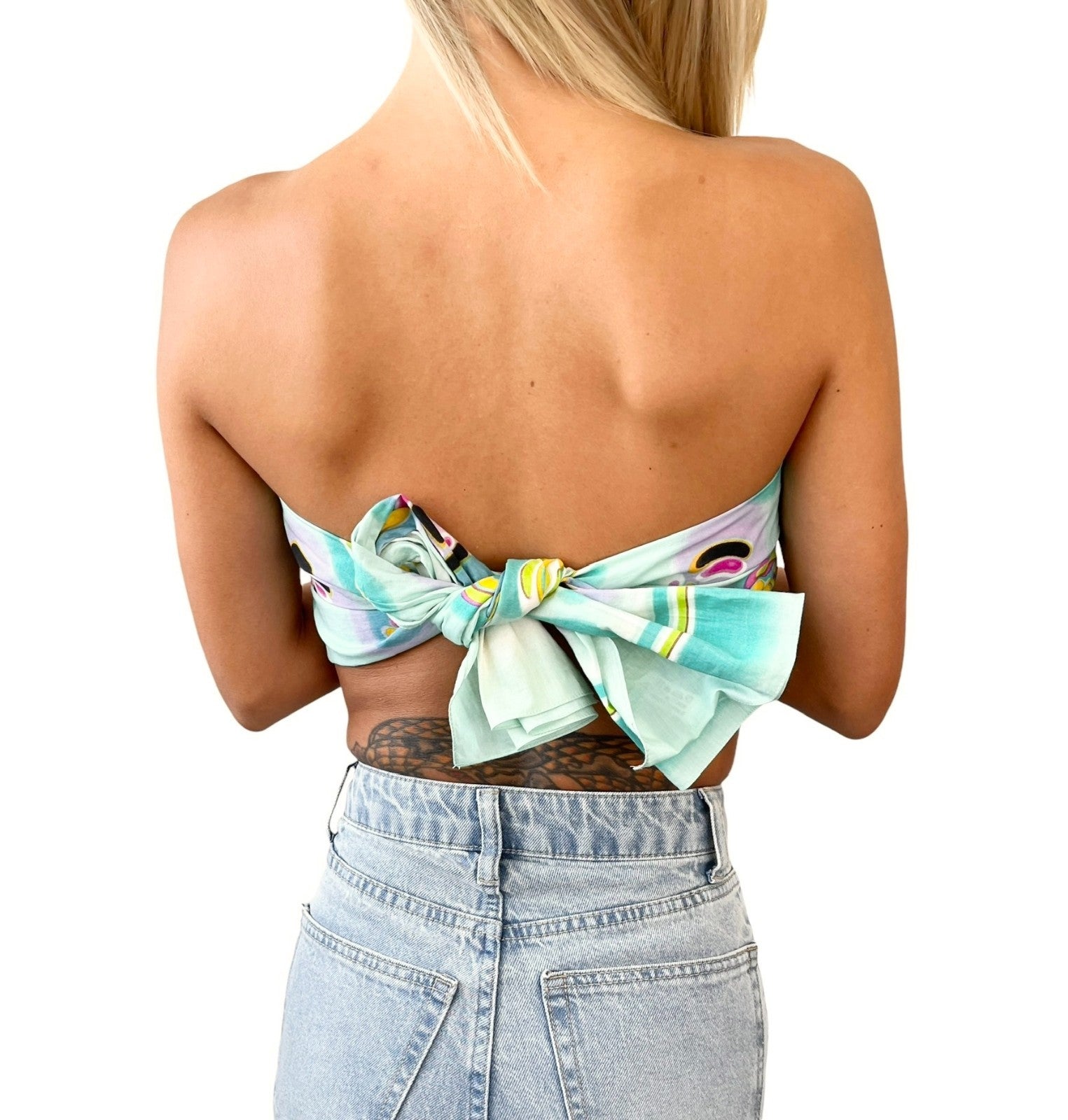 CHANEL Vintage CC Mark Logo Scarf Wrap Mint Green Multicolor Cotton Accessory