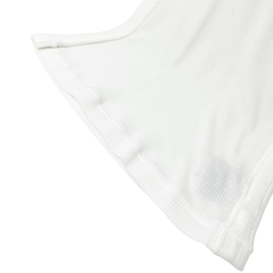 CHANEL Sport Vintage 06P CC Mark Logo Rib Tank Top #38 White Cotton Rayon