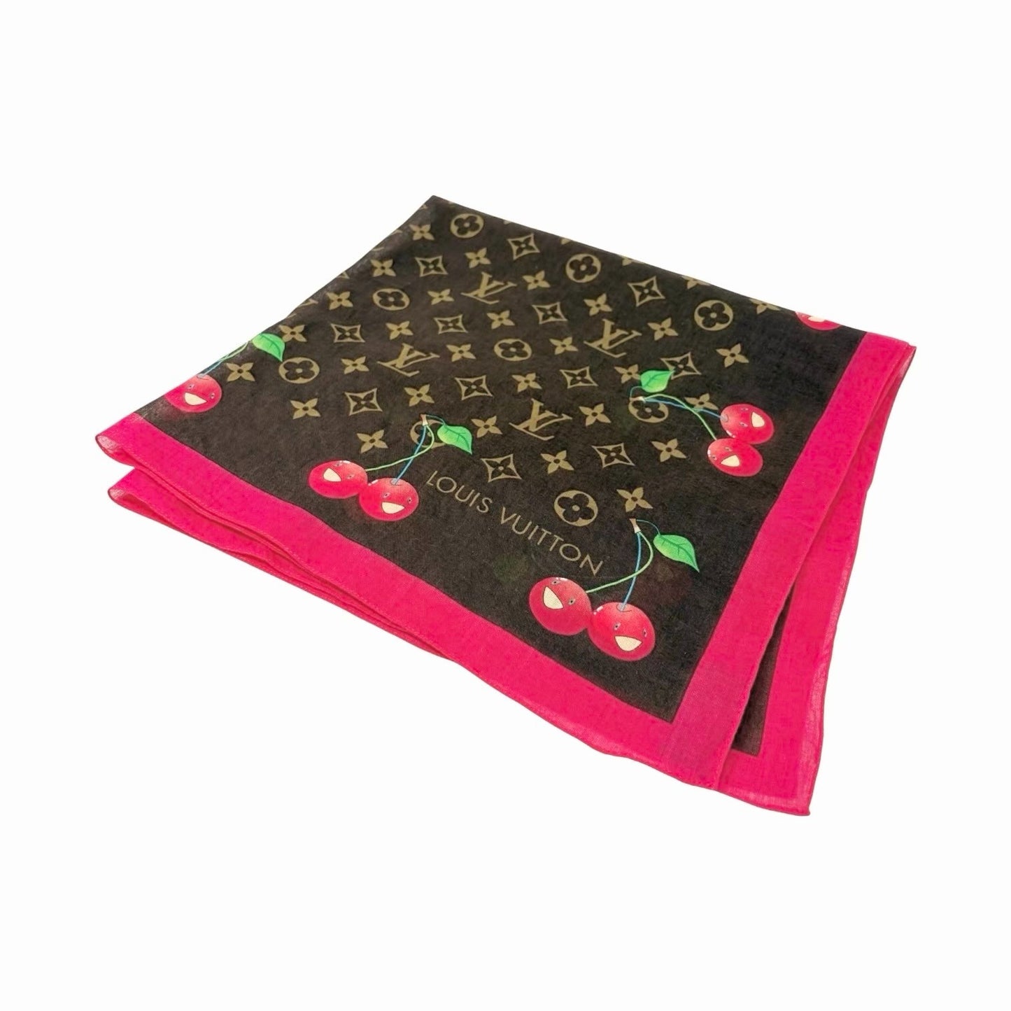 LOUIS VUITTON Vintage LV Monogram Cherry Scarf Wrap Takashi Murakami 902243