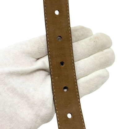 Yves Saint Laurent Vintage YSL Logo Leather Belt Brown Gold Buckle 902539