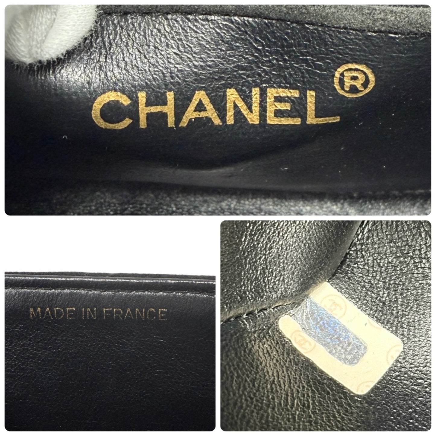 CHANEL Vintage CC Quilted Chain Crossbody Shoulder Bag Black Gold Suede 902220
