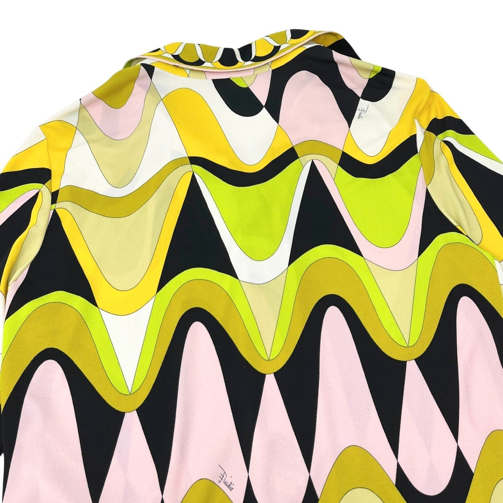 EMILIO PUCCI Vintage Logo Multicolor Shirt Pants Set #38 Button Zip Rayon