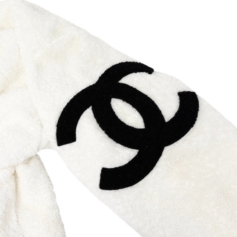 CHANEL Vintage CC Mark Logo Sweatshirt Terry Cloth White Black Cotton