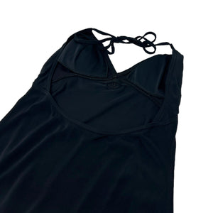 CHANEL Vintage Coco Mark Logo Halter Dress #38 One-Piece Black Nylon RankAB