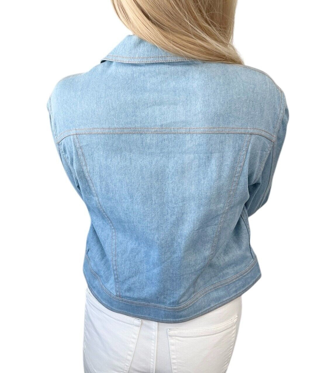 Christian Dior Vintage 2002 Denim Jacket #38 Embroidery Rhinestone Glitter Blue