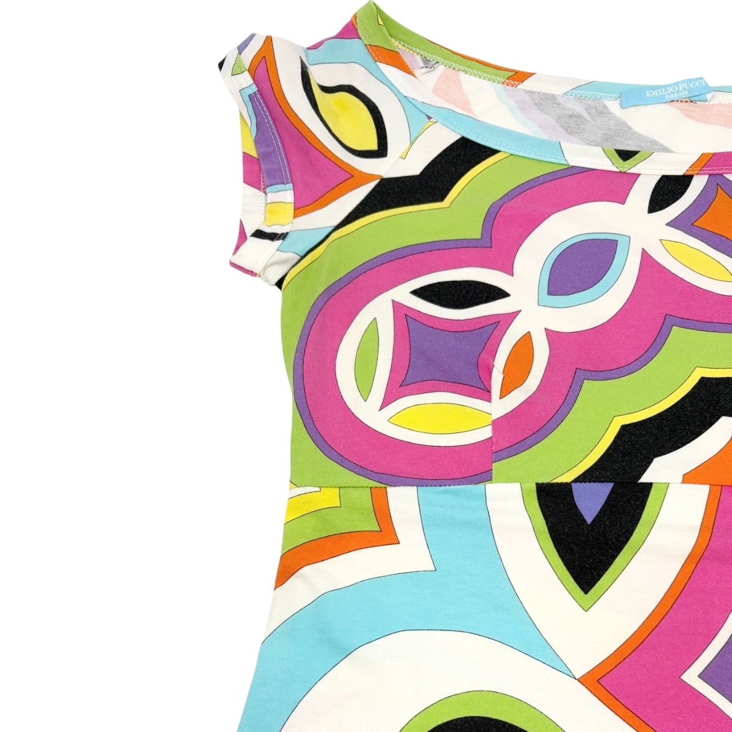 EMILIO PUCCI Vintage Logo Short Sleeve Mini Dress #34 Multicolor Cotton 901859