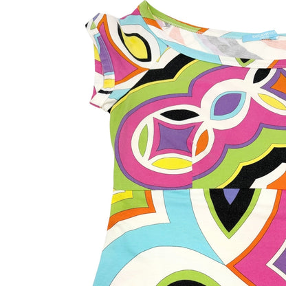 EMILIO PUCCI Vintage Logo Short Sleeve Mini Dress #34 Multicolor Cotton 901859