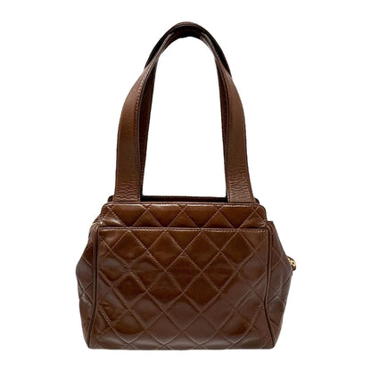 CHANEL Vintage CC Logo Quilted Shoulder Handbag Brown Gold Leather 902804