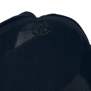 CHANEL Vintage Coco Mark Logo Halter Dress #38 One-Piece Black Nylon RankAB
