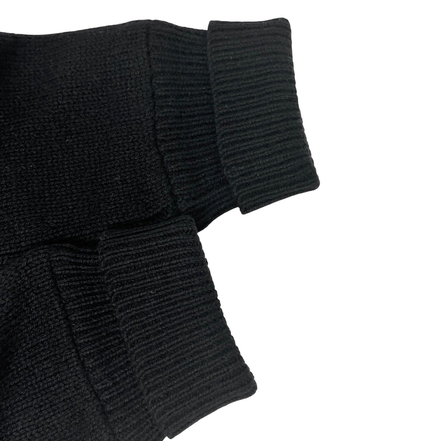 CHANEL Vintage 95A CC Logo Turtleneck Sweater Top Cashmere Black White