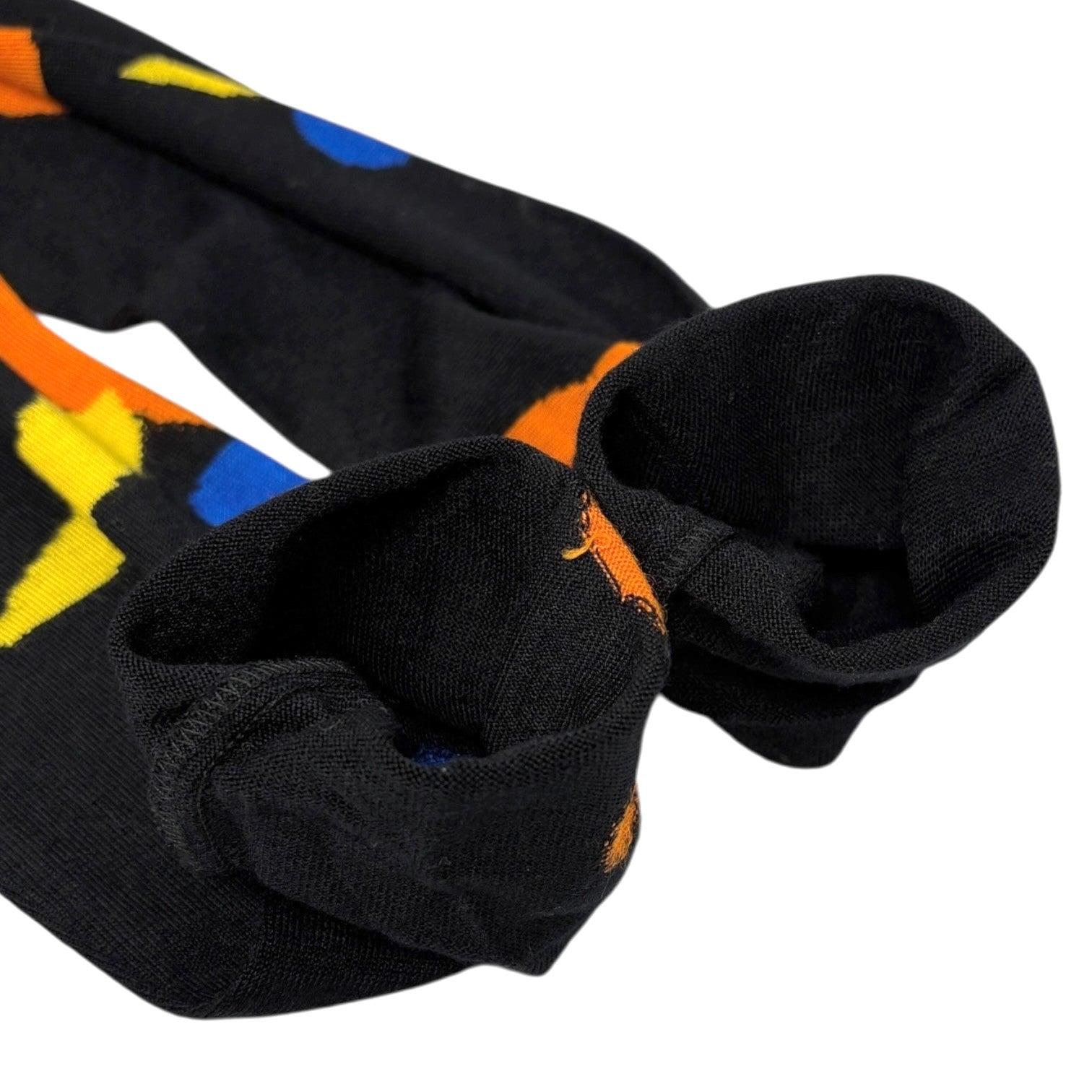 CHANEL Vintage 00T CC Camelia Logo Knit Sweater #42 Black Orange Blue Viscose