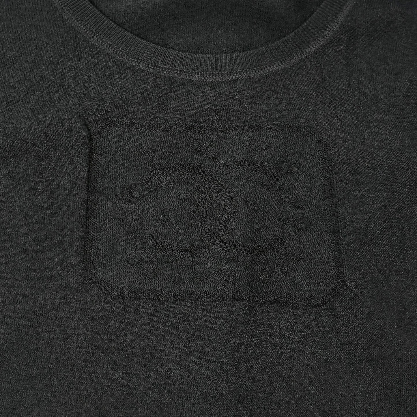 CHANEL Vintage 04C CC Logo Embroidered Knit Tank Top #42 Black 901993